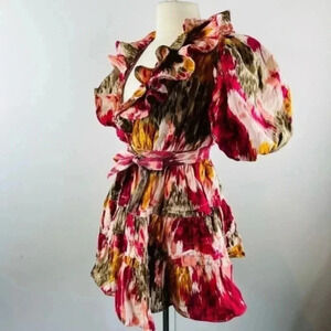 Anthropologie Love the Label Ruffled Wrap Mini Dress size L
